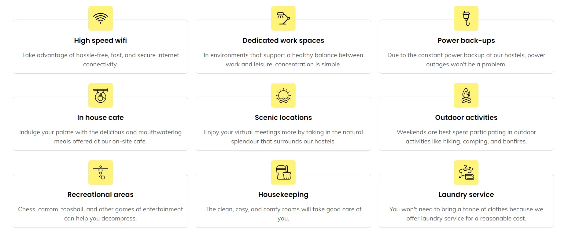 Features of Bonfire Hostels